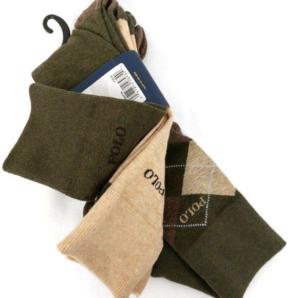 Polo Ralph Lauren 3-Pack Classic Argyle Dress Socks Khaki Olive Green Br… - Picture 6 of 8